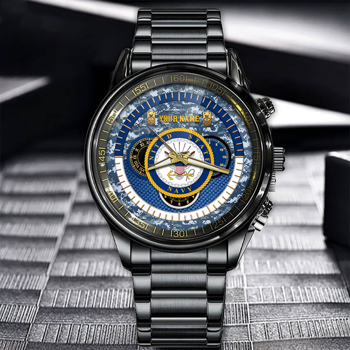 US Navy Badge Military Fashion Watch Property Of US Navy Black Watch Personalized Military Gift