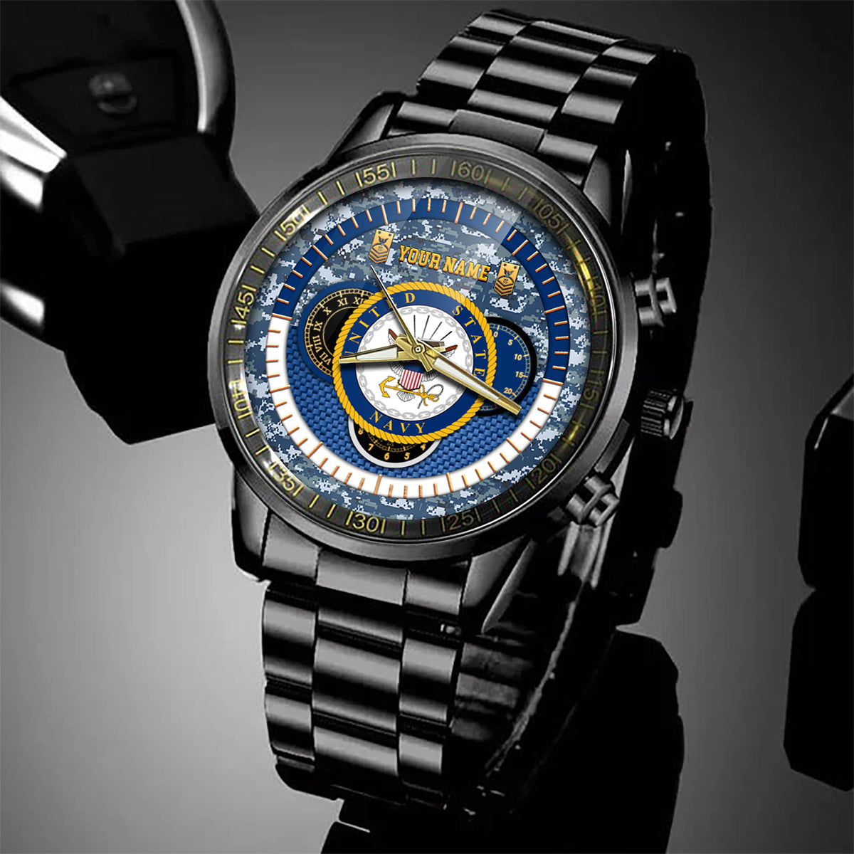 US Navy Badge Military Fashion Watch Property Of US Navy Black Watch Personalized Military Gift