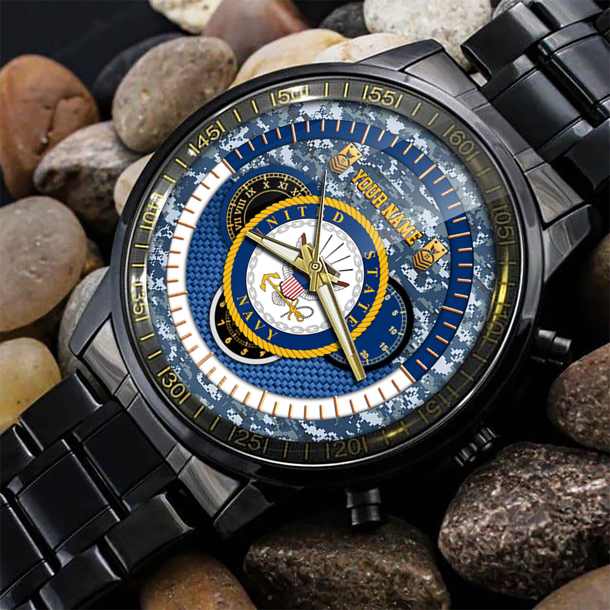 US Navy Badge Military Fashion Watch Property Of US Navy Black Watch Personalized Military Gift