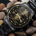 Black Gold US Navy Military Watch Honor Courage Commitment Watch Custom Military Gift