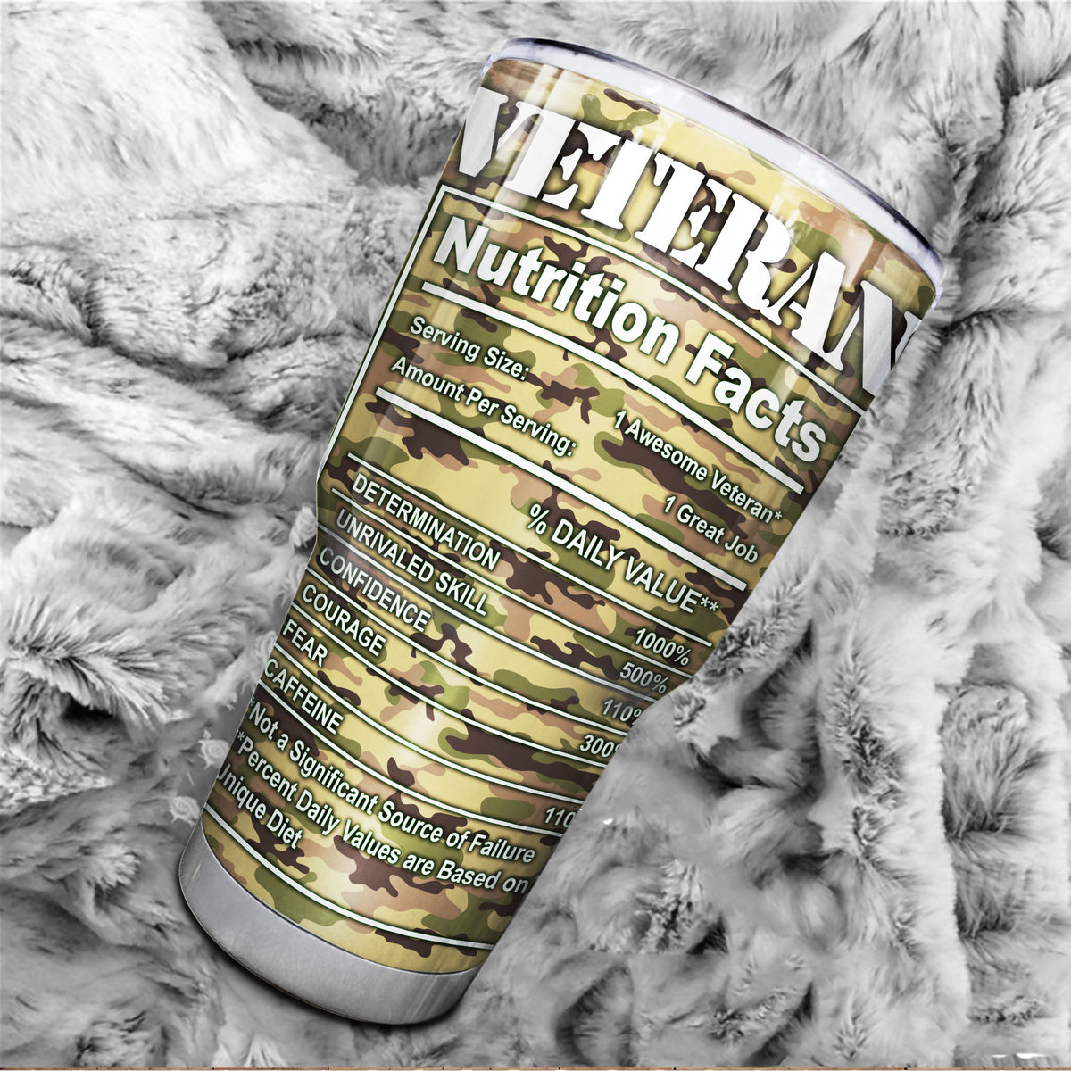 Veteran Uniform Tumbler Veteran Nutrition Facts Camouflage Tumbler Personalized Military Gift