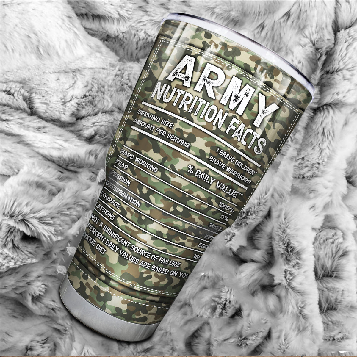 US Army Tumbler Uniform Camouflage Army Nutrition Facts Tumbler Personalized Military Gift