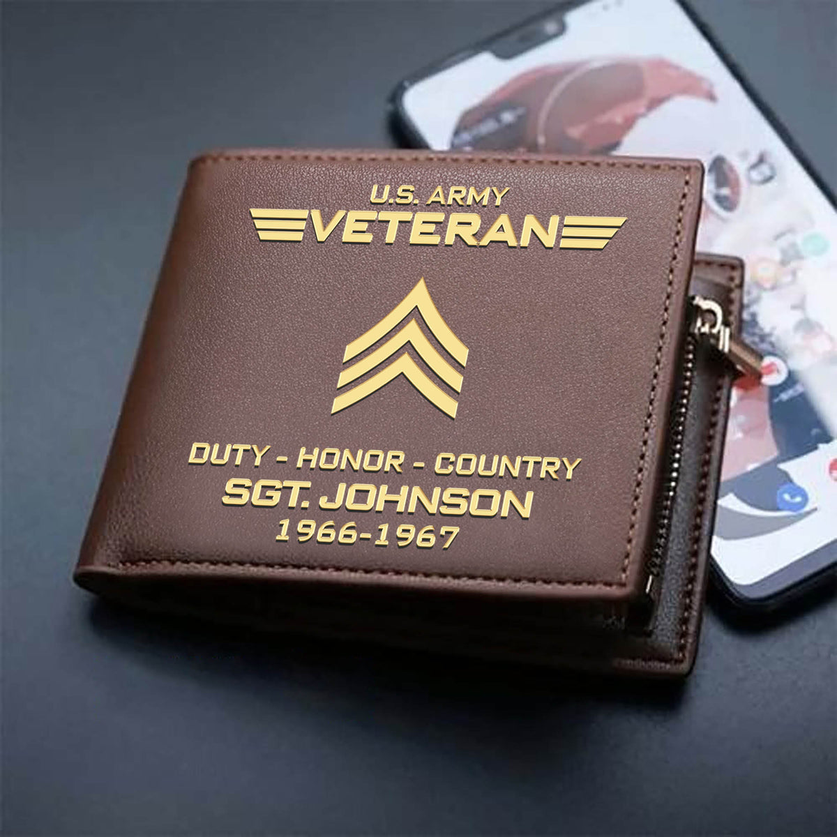 United States Army Veteran Wallet Duty Honor Country Army Bifold Wallet Personalized Soldier Gift