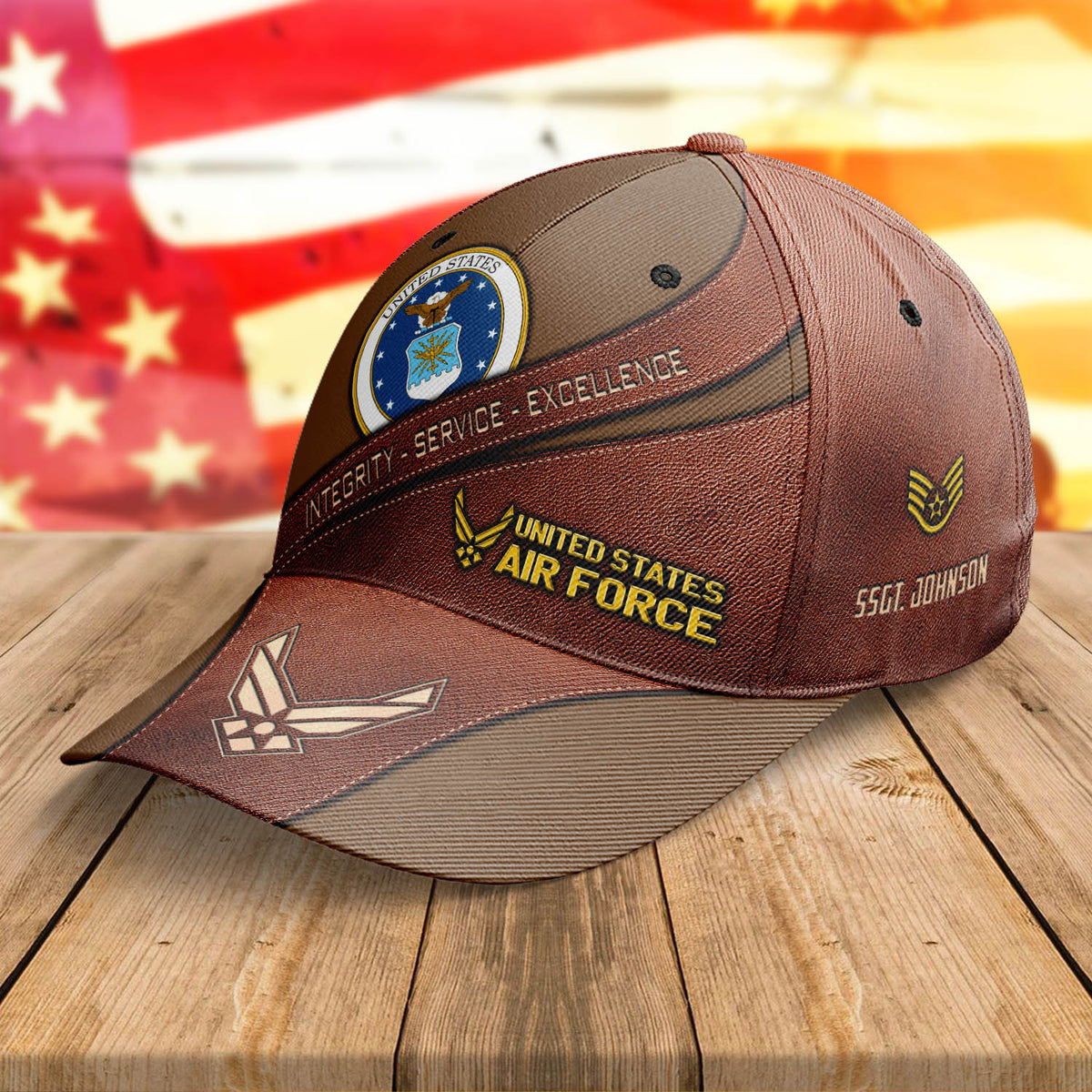 United States Air Force Cap New Version Integrity Service Excellence USAF Brown Cap Custom Military Gift