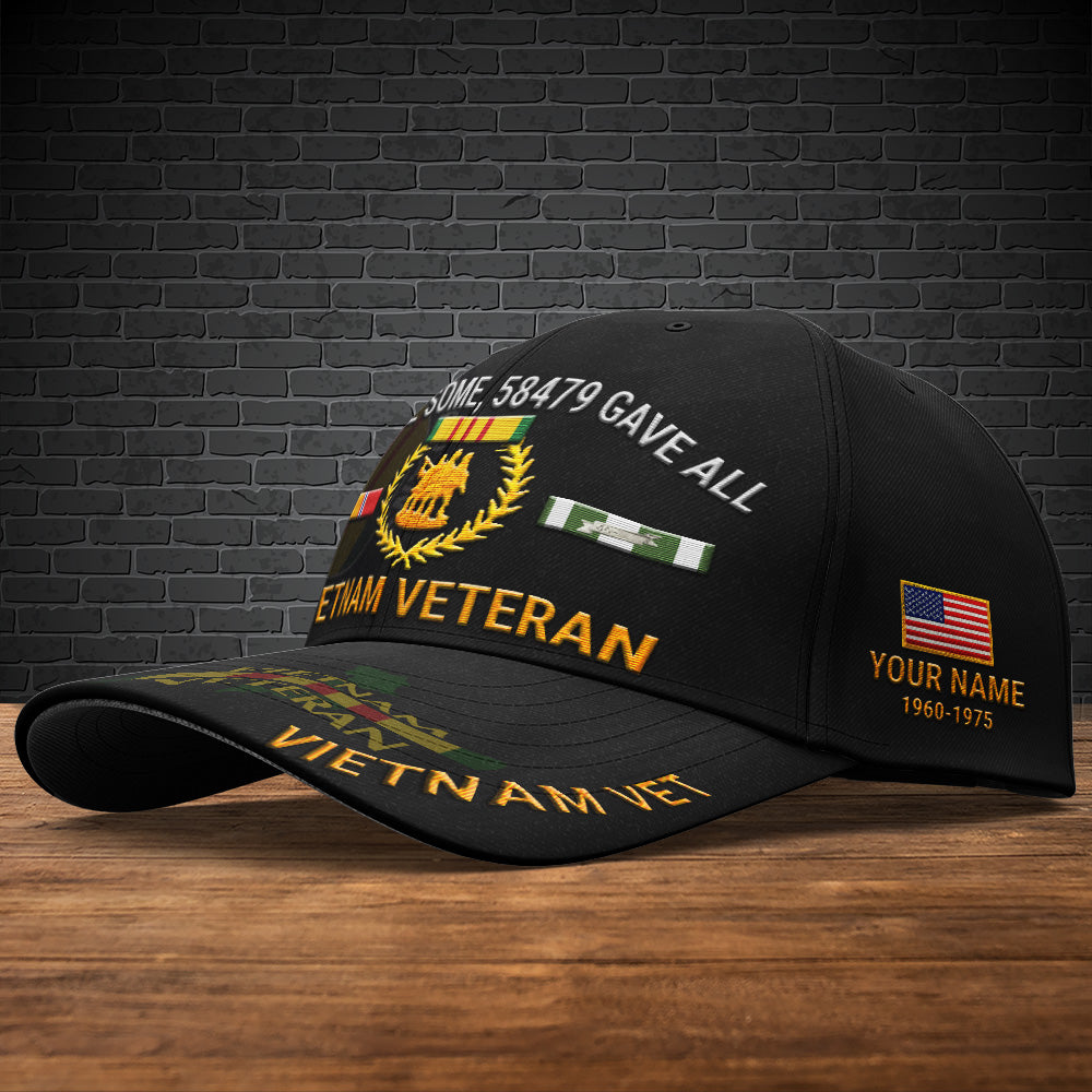 Vietnam Vet Black Embroidered Cap Vietnam Veteran All Gave Some Baseball Cap Personalized Vietnam Veteran Gift