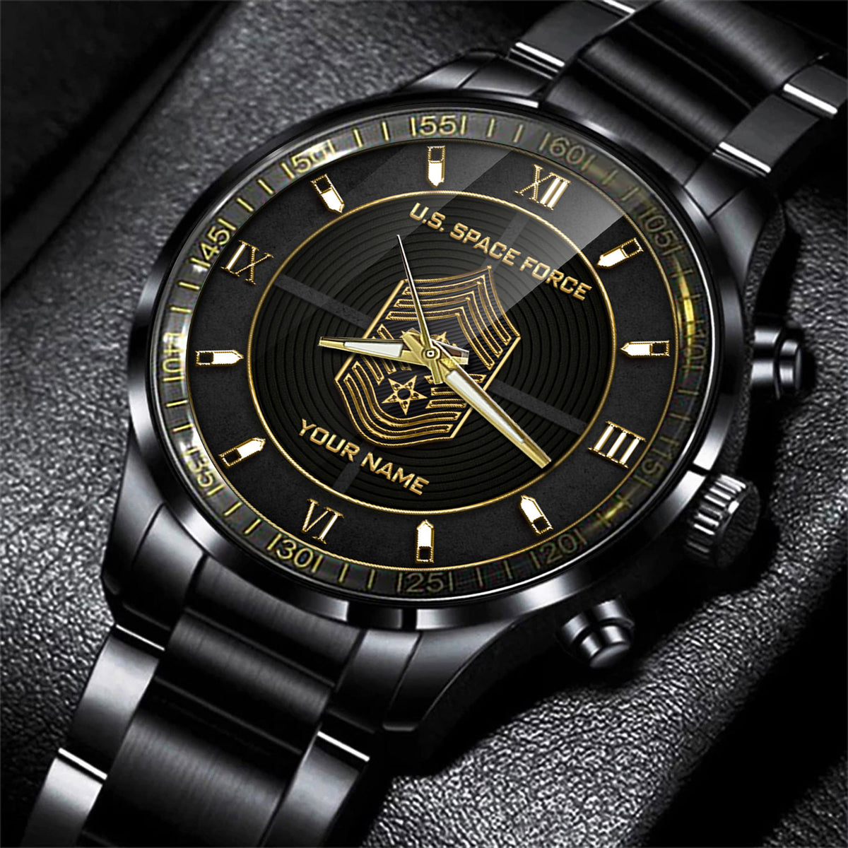 US Space Force Logo Custom Military Fashion Watch Duty Honor Country Space Force Personalized Your Name And Rank