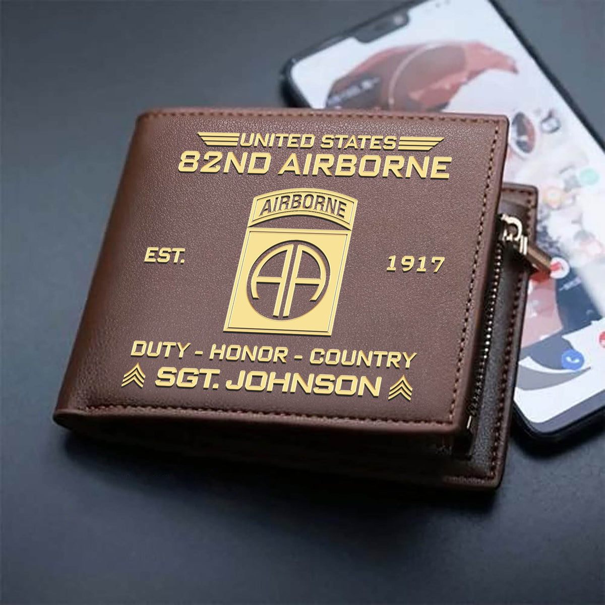 82nd Airborne Emblem Wallet Airborne Duty Honor Country Wallet Personalized Military Gift