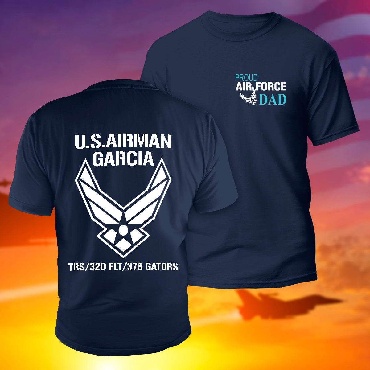 Proud Air Force T-Shirt For Family US Airman Shirt Personalized Mom Dad Military Gift