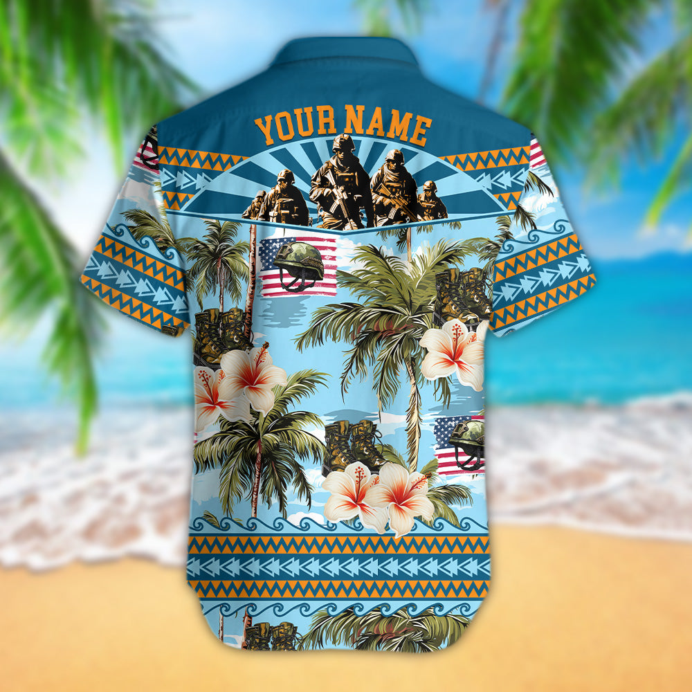 Soldier Hawaiian Shirt Floral Tropical Summer Hawaiian Shirt for Military Custom Soldier Gift