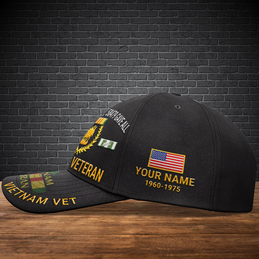 Vietnam Vet Black Embroidered Cap Vietnam Veteran All Gave Some Baseball Cap Personalized Vietnam Veteran Gift