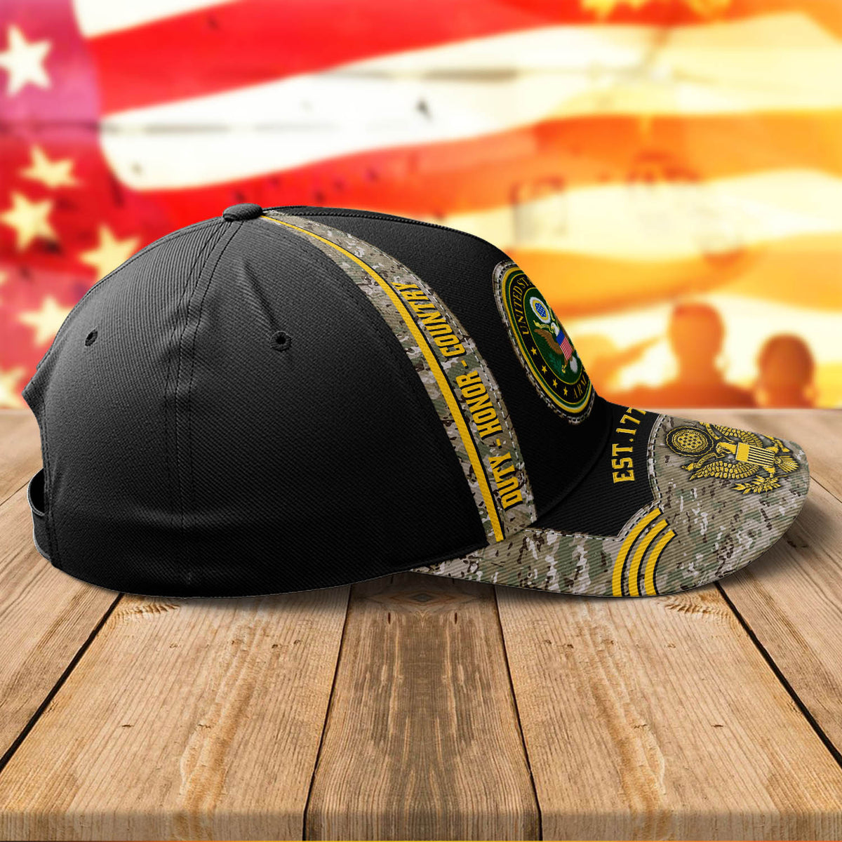 US Army Black Camo Cap US Army Duty Honor Country Military Cap Personalized Solider Gift