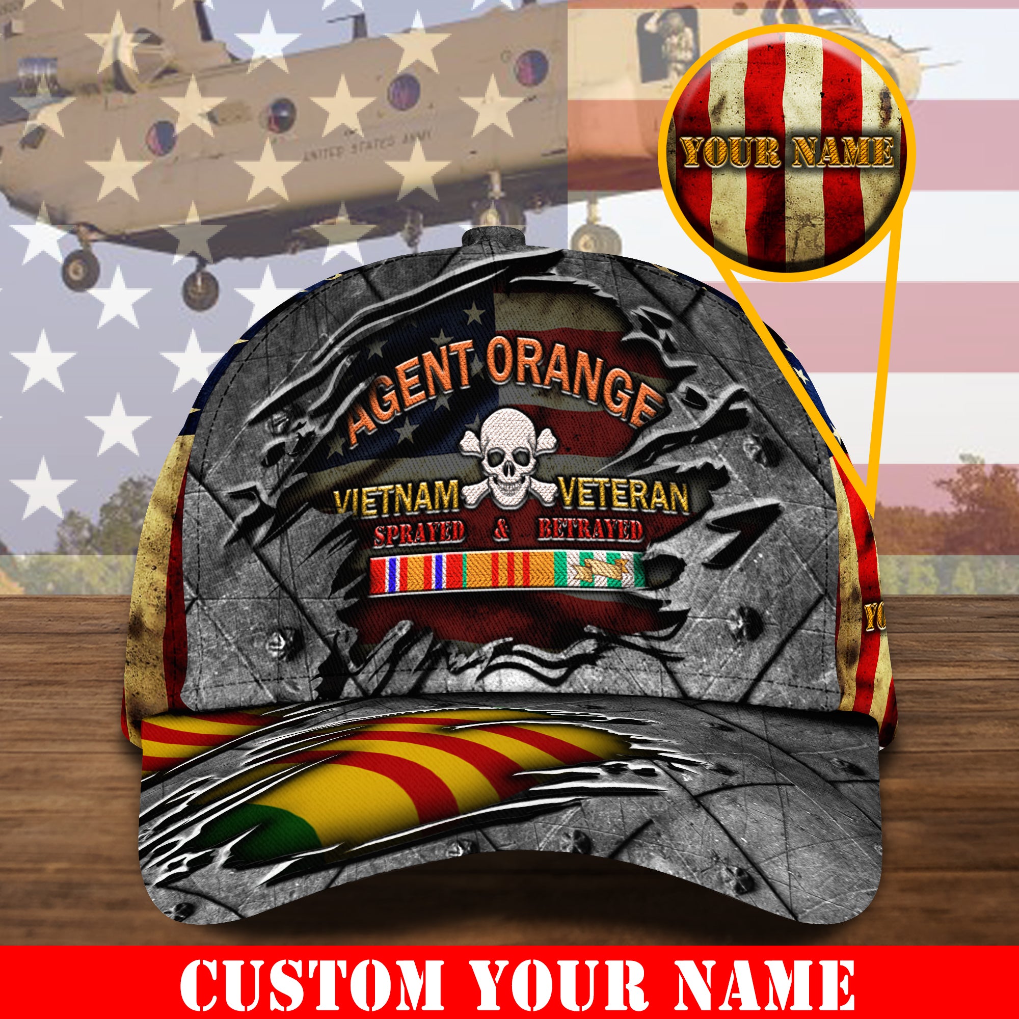 Vietnam Veteran Service Ribbons Cap Agent Orange Sprayed and Betrayed Baseball Cap Custom Vietnam Veteran Gift