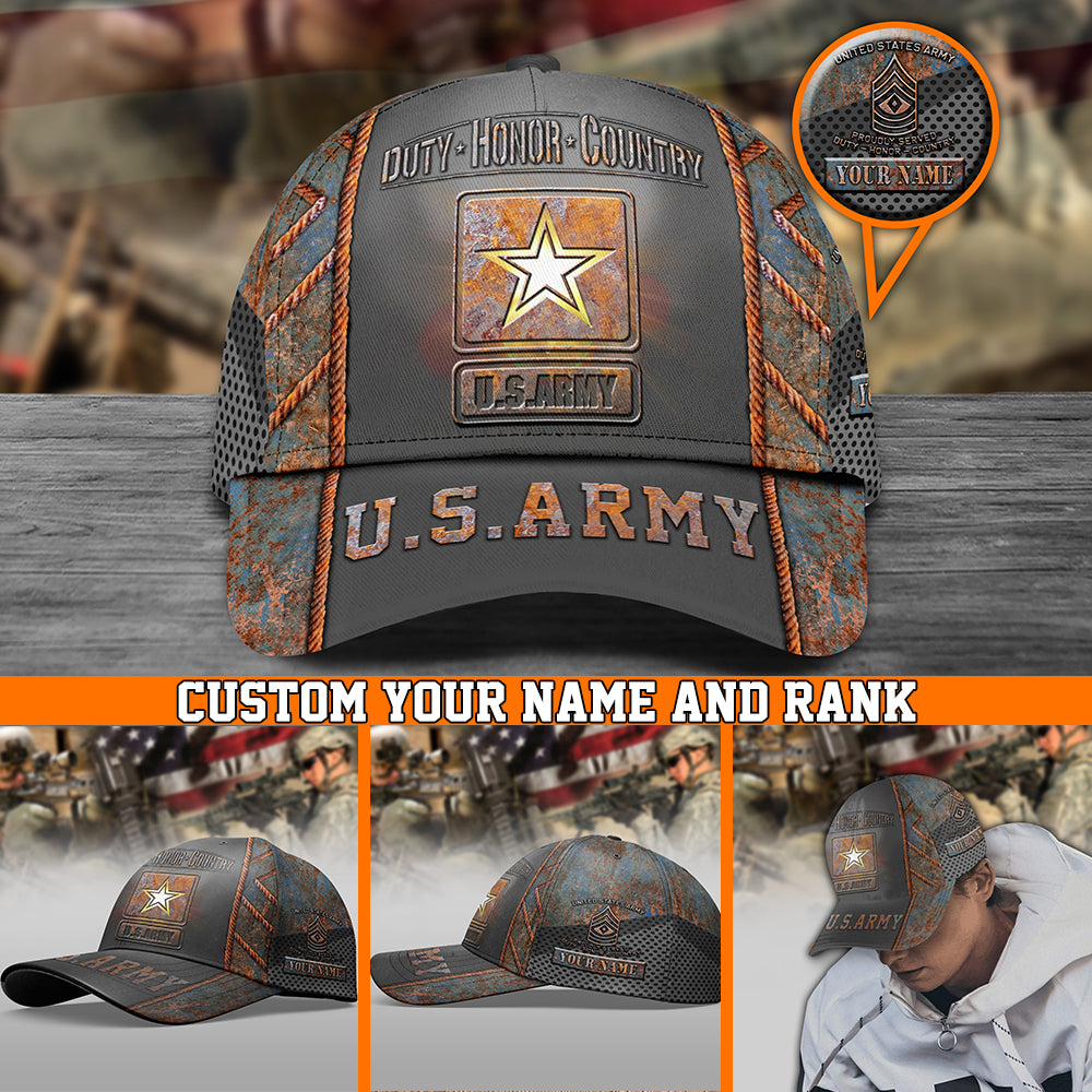 United States Army Cap Proudly Served Duty Honor Country Baseball Cap Custom Military Gift