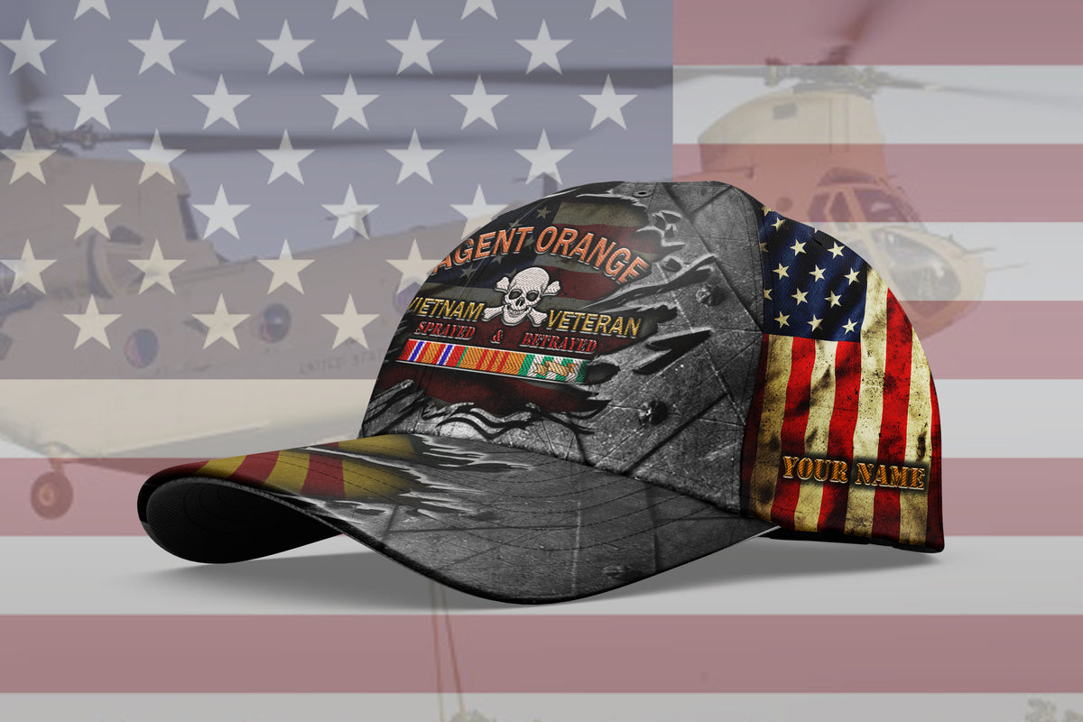 Vietnam Veteran Service Ribbons Cap Agent Orange Sprayed and Betrayed Baseball Cap Custom Vietnam Veteran Gift