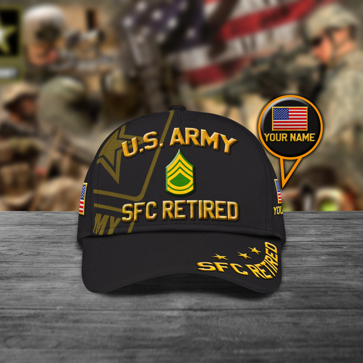 U.S. Army Baseball Cap Sergeant First Class Retired Men Cap Custom Military Gift