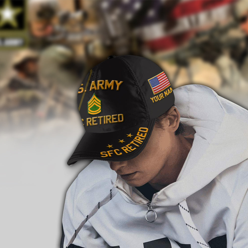 U.S. Army Baseball Cap Sergeant First Class Retired Men Cap Custom Military Gift