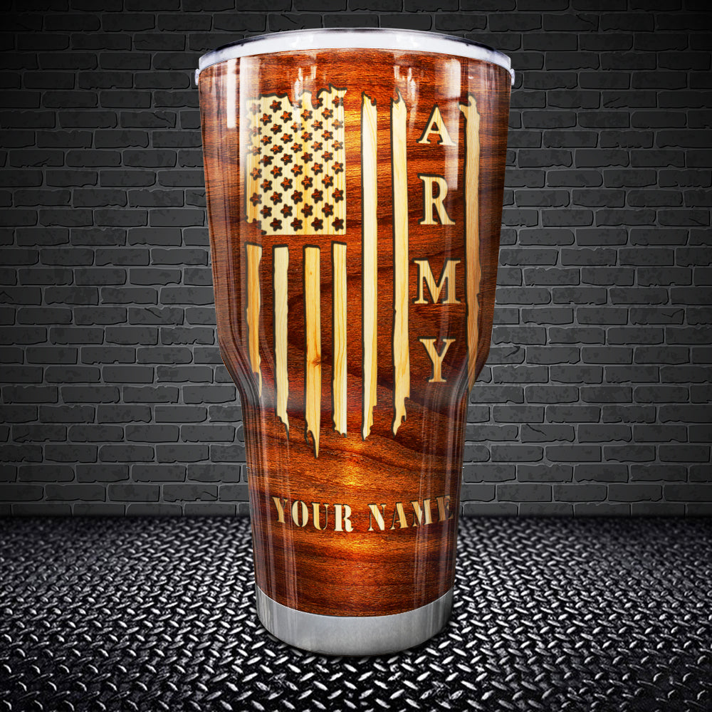 Army Flag Tumbler US Army Proudly Served Tumbler Personalized Soldier Gift