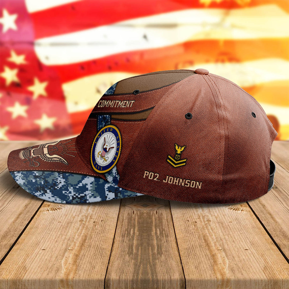 America's Navy Est. 1775 Cap Honor Courage Commitment Military Hat Personalized US Navy Gift