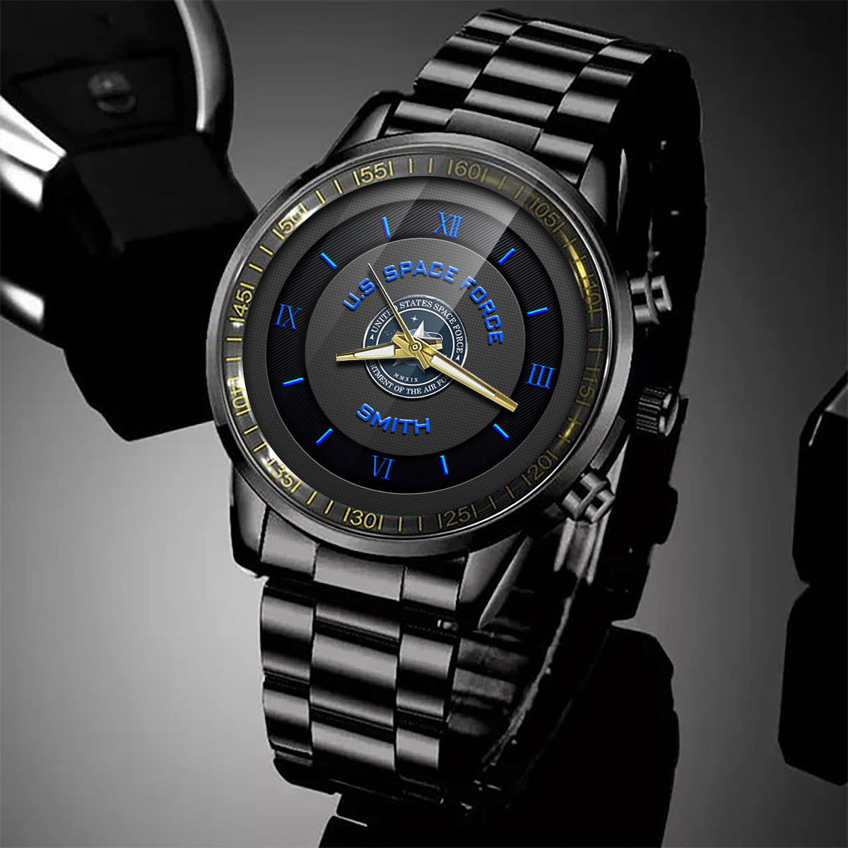 U.S. Space Force Black Fashion Watch Thanks For Your Service Space Force Watch Personalized Military Gift