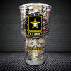 Army Tumbler With Camo Pattern Proudly Served Duty Honor Country Tumbler Personalized Military Gift