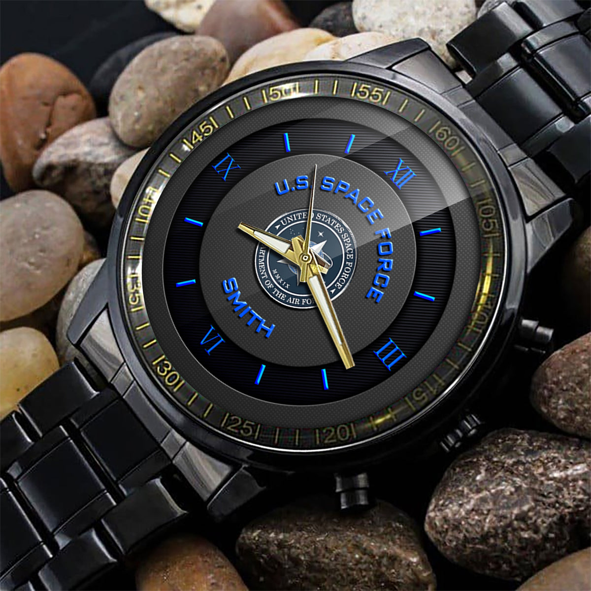 U.S. Space Force Black Fashion Watch Thanks For Your Service Space Force Watch Personalized Military Gift