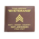 82nd Airborne Veteran Men Wallet Duty Honor Country 82nd Bifold Wallet Personalized Military Gift