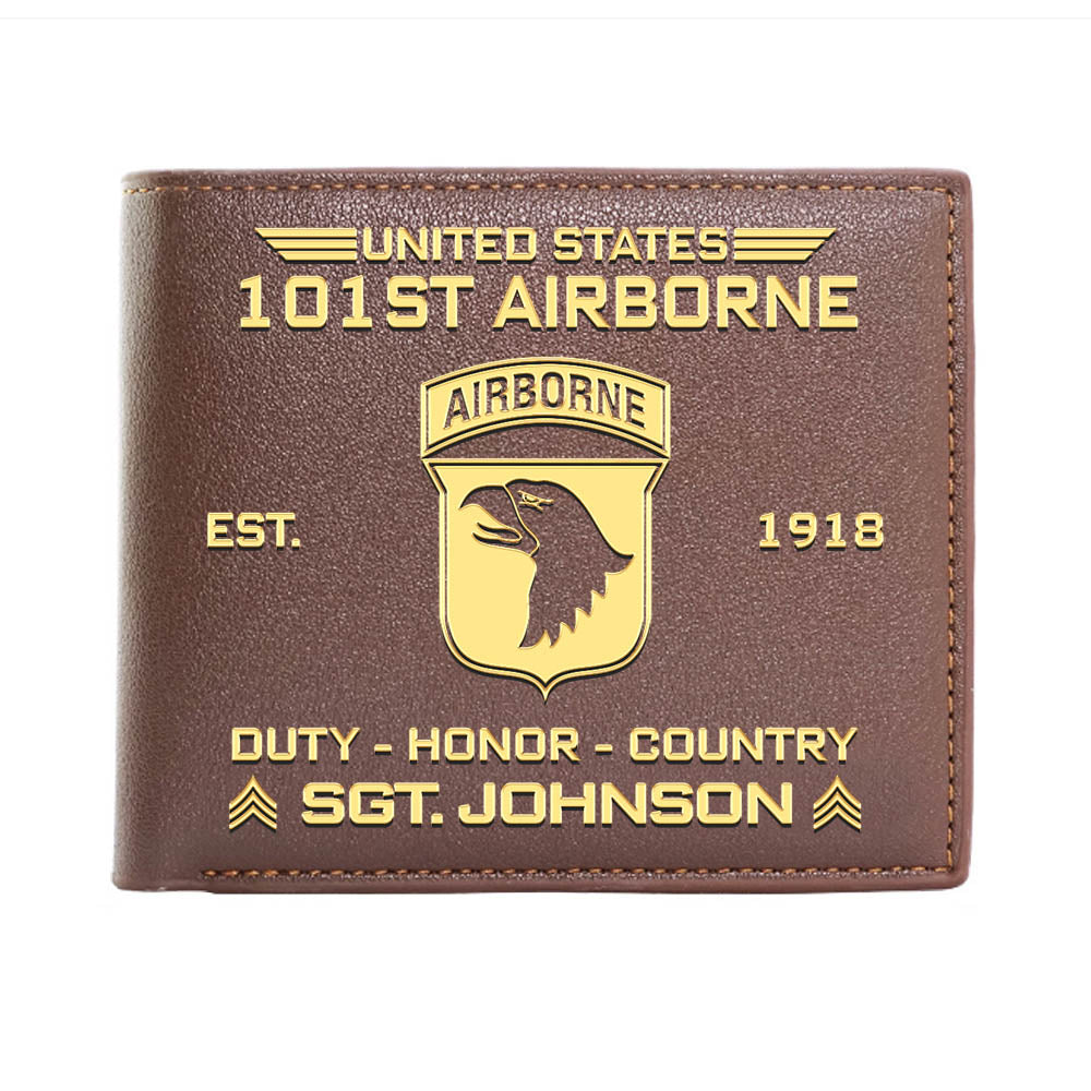 101st Airborne Division Men Wallet Airborne Eagle Leather Wallet Personalized Soldier Gift (test)