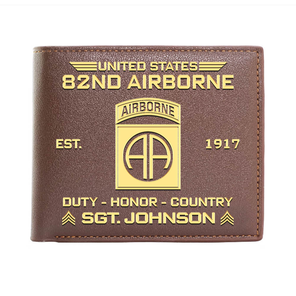 82nd Airborne Emblem Wallet Airborne Duty Honor Country Wallet Personalized Military Gift