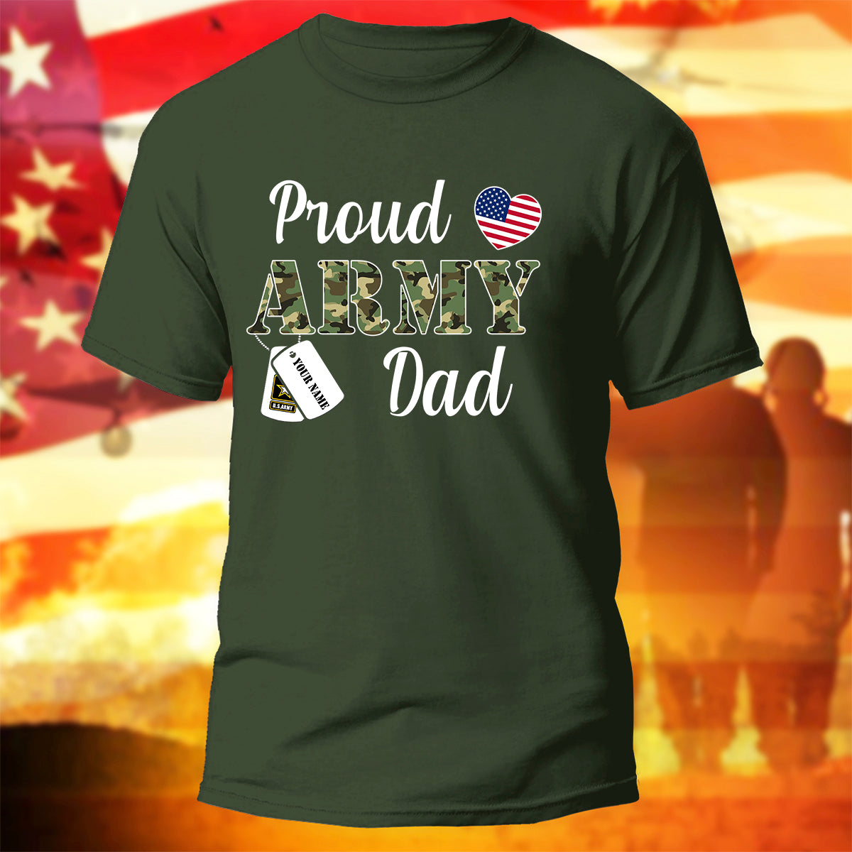 U.S Army T-Shirt Proud Army Camouflage Shirt Personalized Military Family Gift