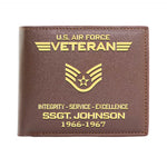 U.S. Air Force Veteran Wallet Integrity Service Excellence Men Wallet Personalized USAF Gift