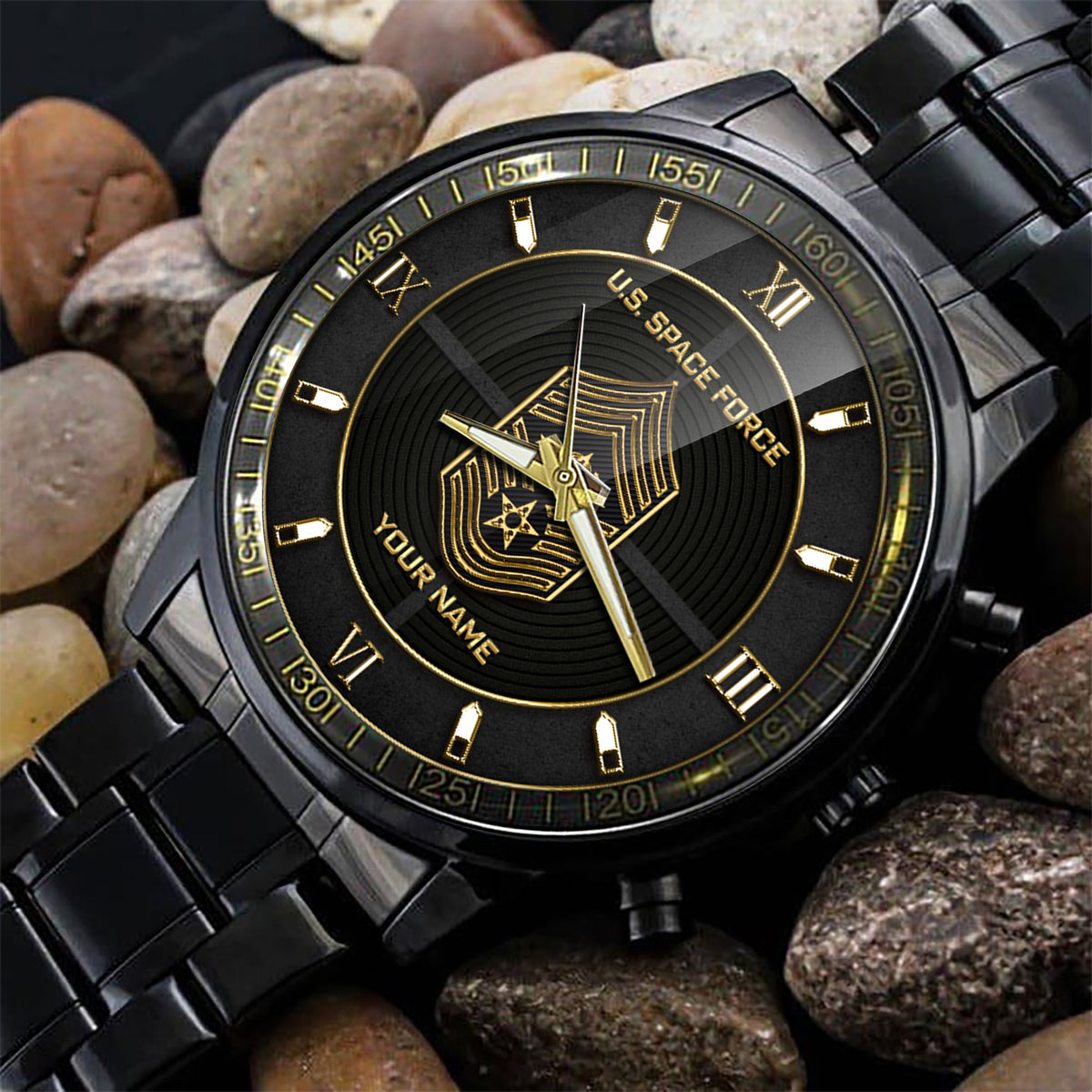 US Space Force Logo Custom Military Fashion Watch Duty Honor Country Space Force Personalized Your Name And Rank