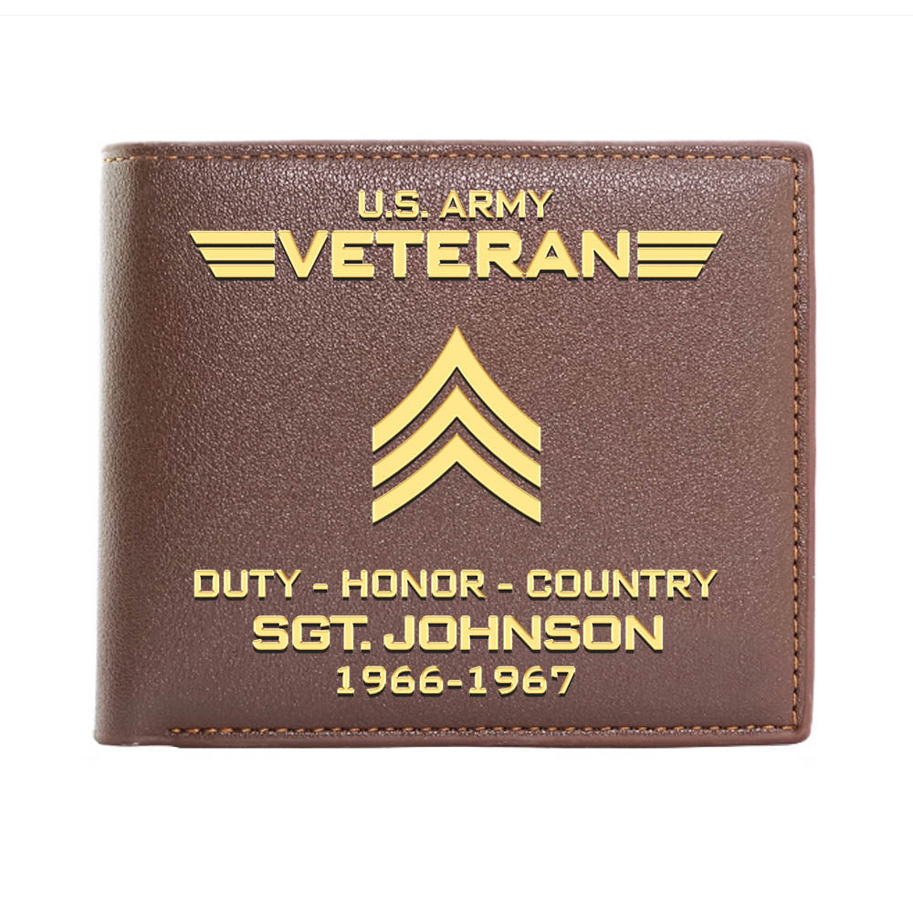 United States Army Veteran Wallet Duty Honor Country Army Bifold Wallet Personalized Soldier Gift