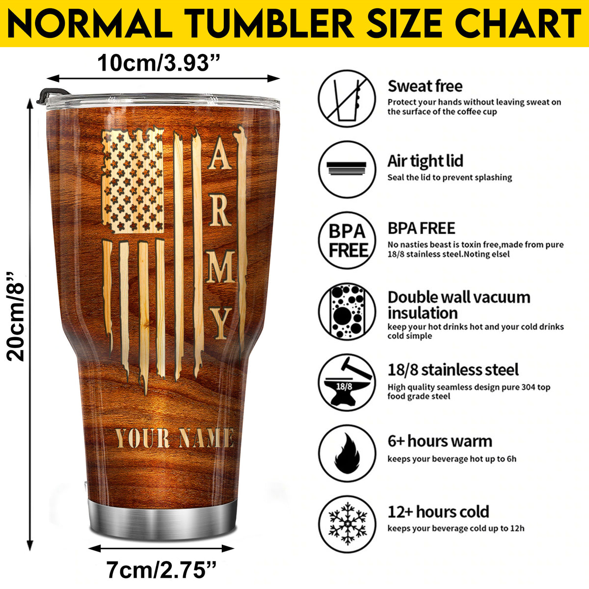 Army Flag Tumbler US Army Proudly Served Tumbler Personalized Soldier Gift