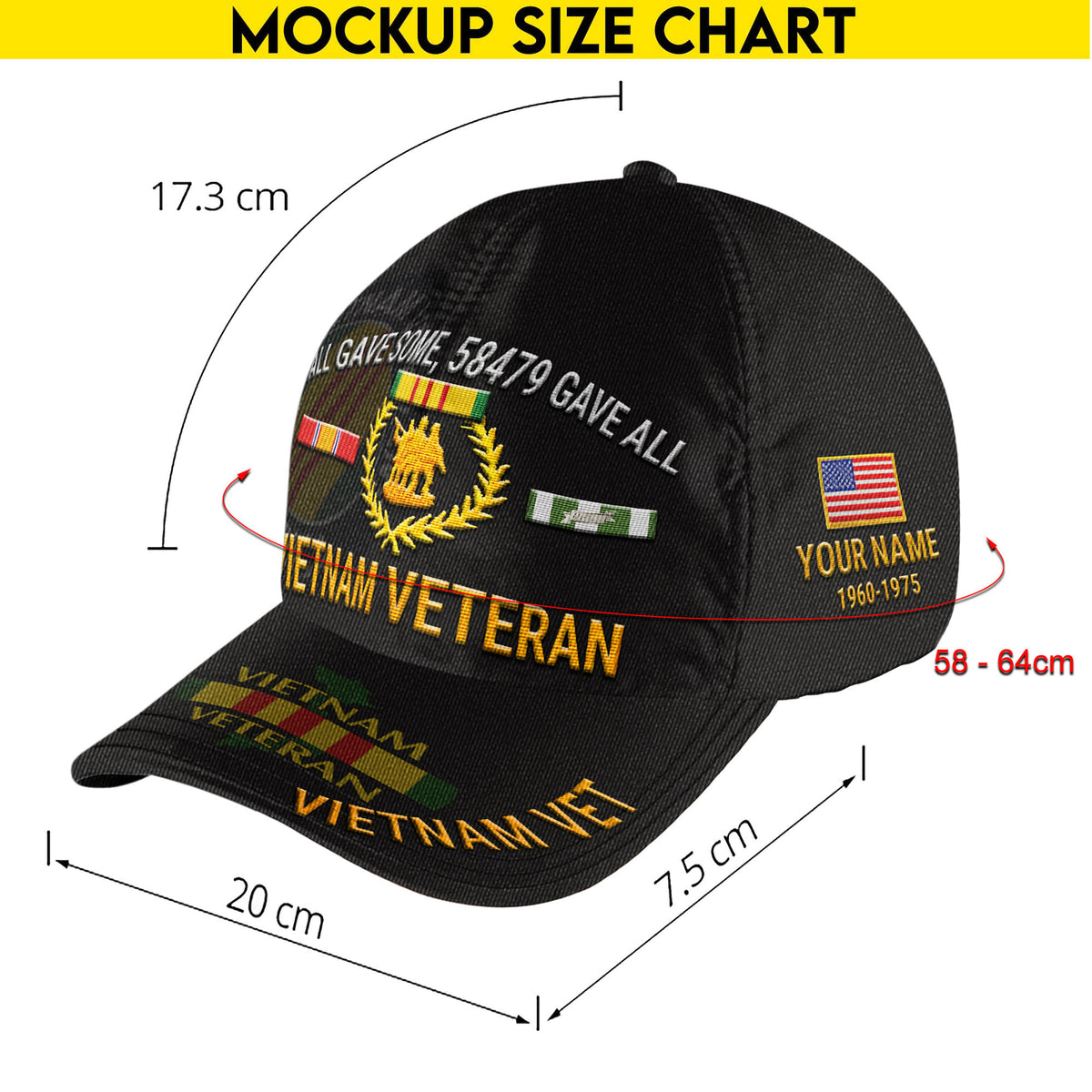 Vietnam Vet Black Embroidered Cap Vietnam Veteran All Gave Some Baseball Cap Personalized Vietnam Veteran Gift