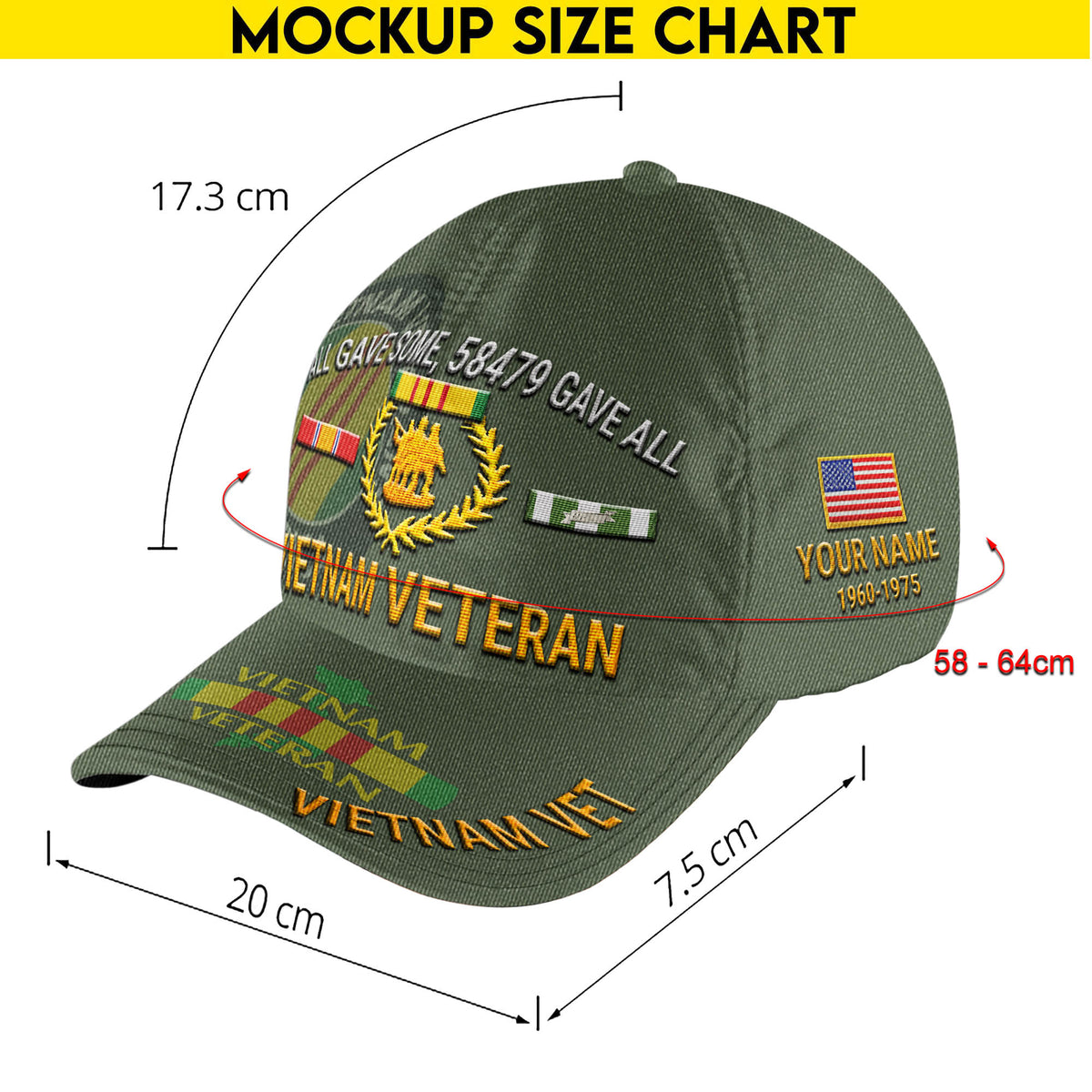 Vietnam Veteran Cap All Gave Some 58479 Gave All Cap For Men Personalized Vietnam Veteran Gift