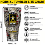 Army Tumbler With Camo Pattern Proudly Served Duty Honor Country Tumbler Personalized Military Gift