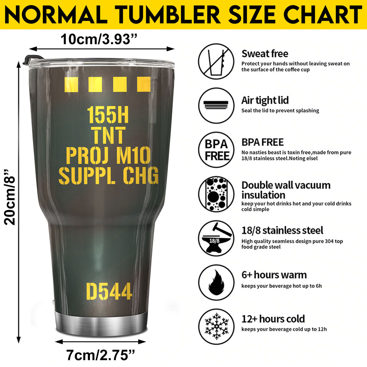 U.S Army D544 Tumbler Duty Honor Country Tumbler Personalized Military Gift