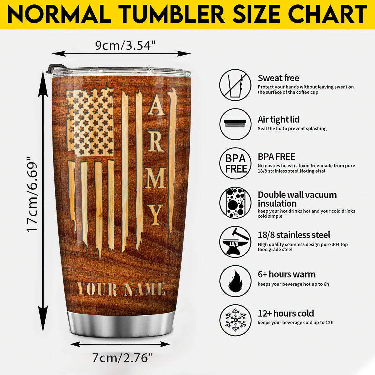 Army Flag Tumbler US Army Proudly Served Tumbler Personalized Soldier Gift