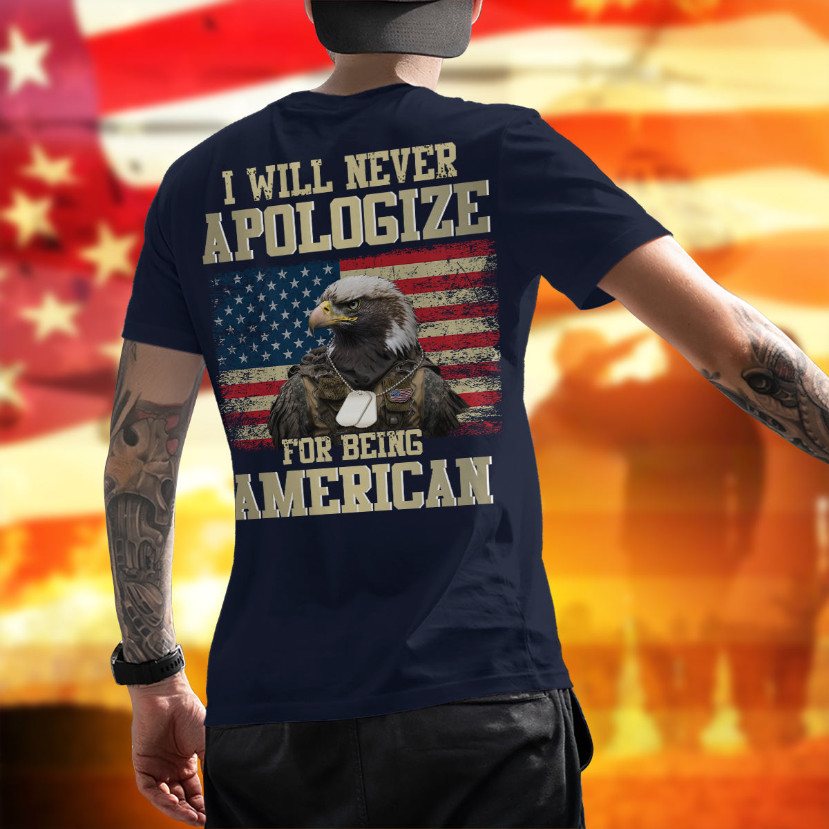 Patriotic T-Shirt I Will Never Apologize for Being American Shirt American Citizen Gift