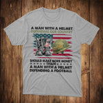 Patrioctic USA T-Shirt Defending Our Country vs Defending A Football Shirt Patriotic Gift