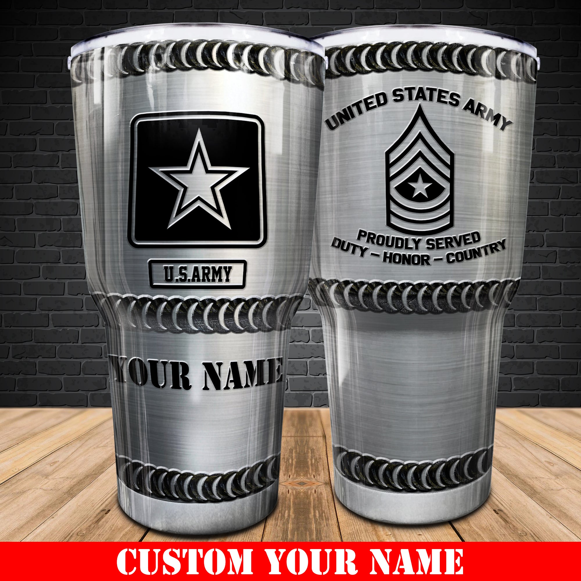 Army Tumbler Proudly Served Duty Honor Country Tumbler Personalized Solider Gift