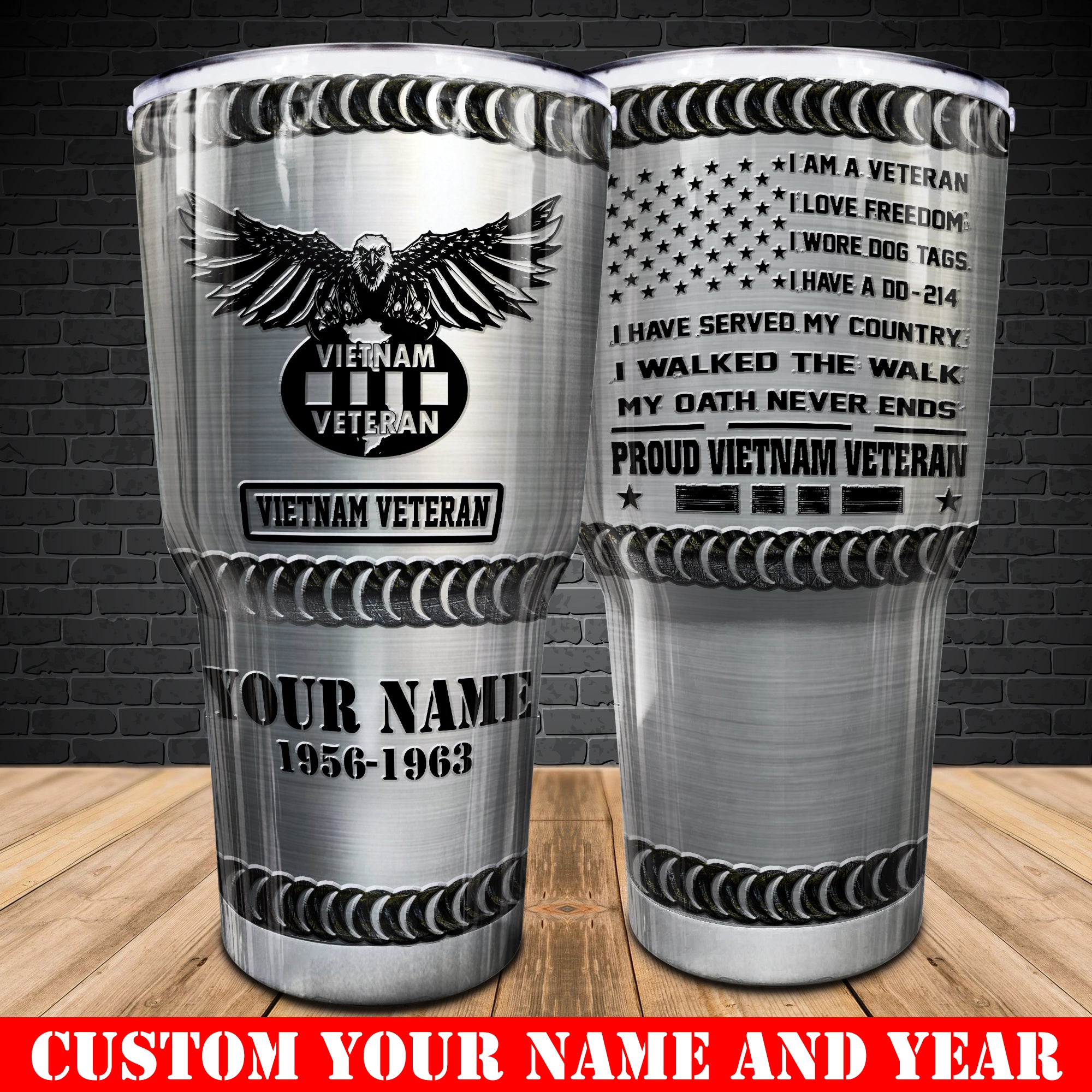 Vietnam Veteran Tumbler I Am A Veteran Love Freedom Wore Dog Tags Tumbler Personalized Soldier Gift