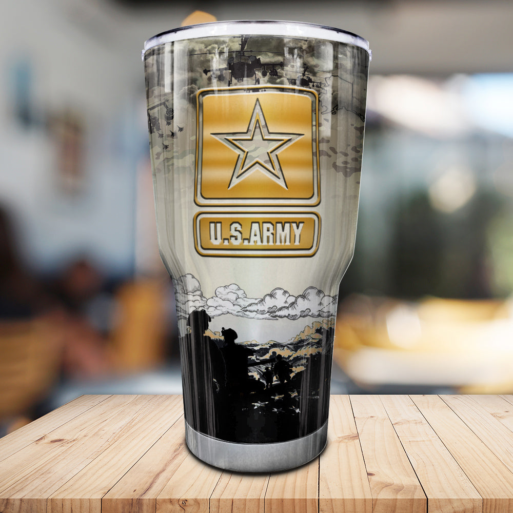 Proudly Served Army Tumbler Military Rank Tumbler Personalized Military Gift