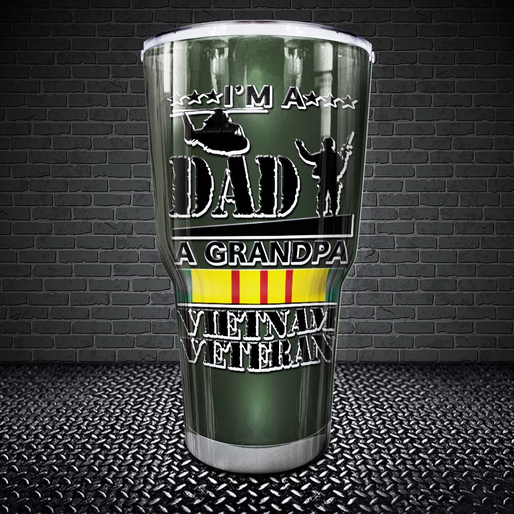 Vietnam Veterans Tumbler I'm A Dad Grandpa Vietnam Veteran Tumbler Personalized Retired Dad Gift