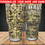 Veteran Uniform Tumbler Veteran Nutrition Facts Camouflage Tumbler Personalized Military Gift