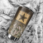 Army Camo Tumbler Proudly Served Military Tumbler With Lid Personalized Soldier Gift