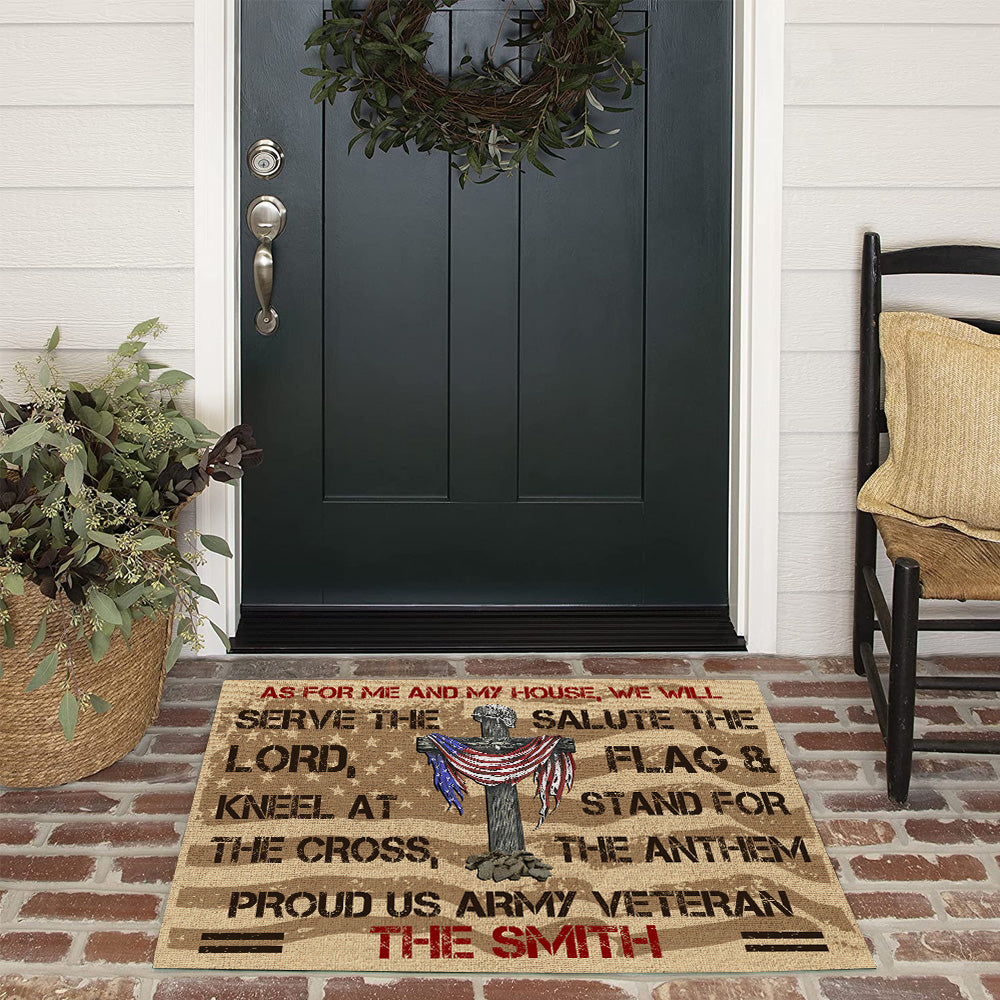 Veteran Custom Doormat Serve The Lord Stand For The Anthem Personalized Gift