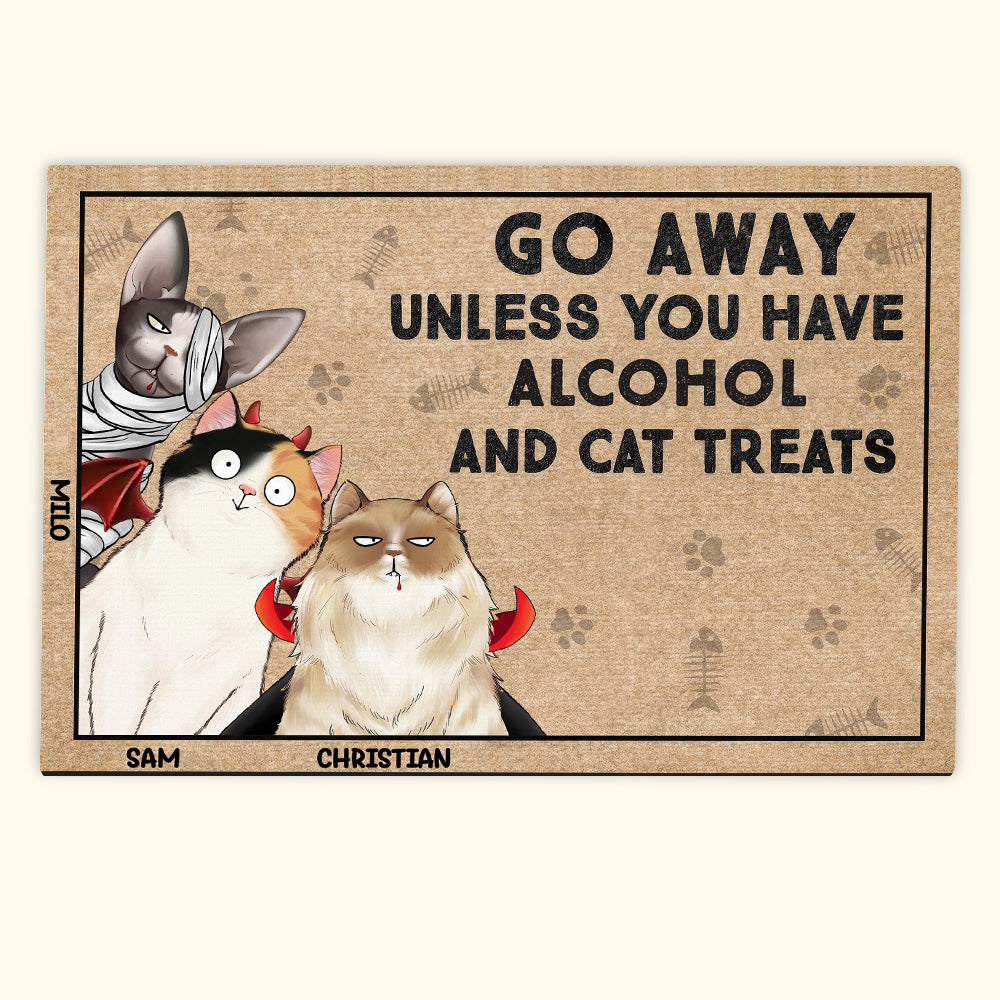 Cat Custom Doormat Go Away Unless You Have Cat Treats And Alcohol Personalized Gift