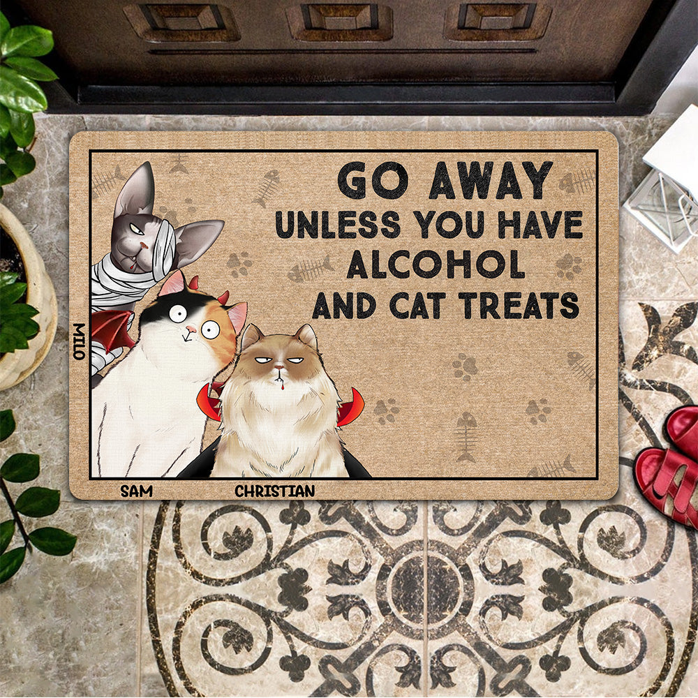 Cat Custom Doormat Go Away Unless You Have Cat Treats And Alcohol Personalized Gift