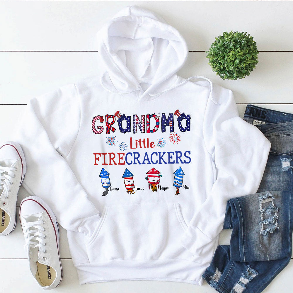 Grandpa's Little Firecrackers Personalized Family 4th of July Shirt Gift For Family